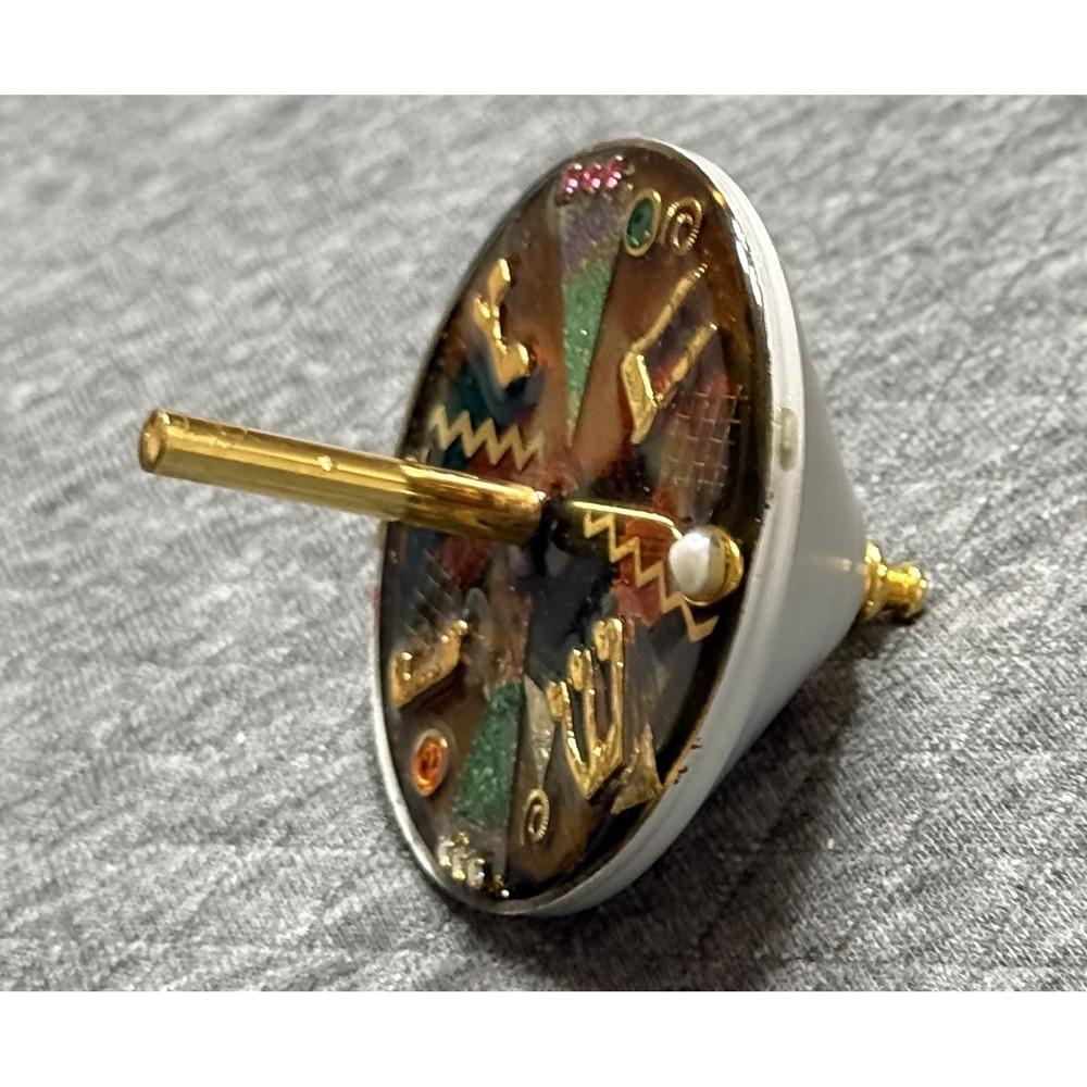 Mixed‑media artisan dreidel Resin‑topped OOAK